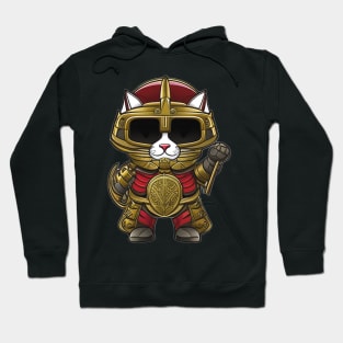 Cute Cartoon Cat Knight in Full Armor for Fantasy Lovers Hoodie